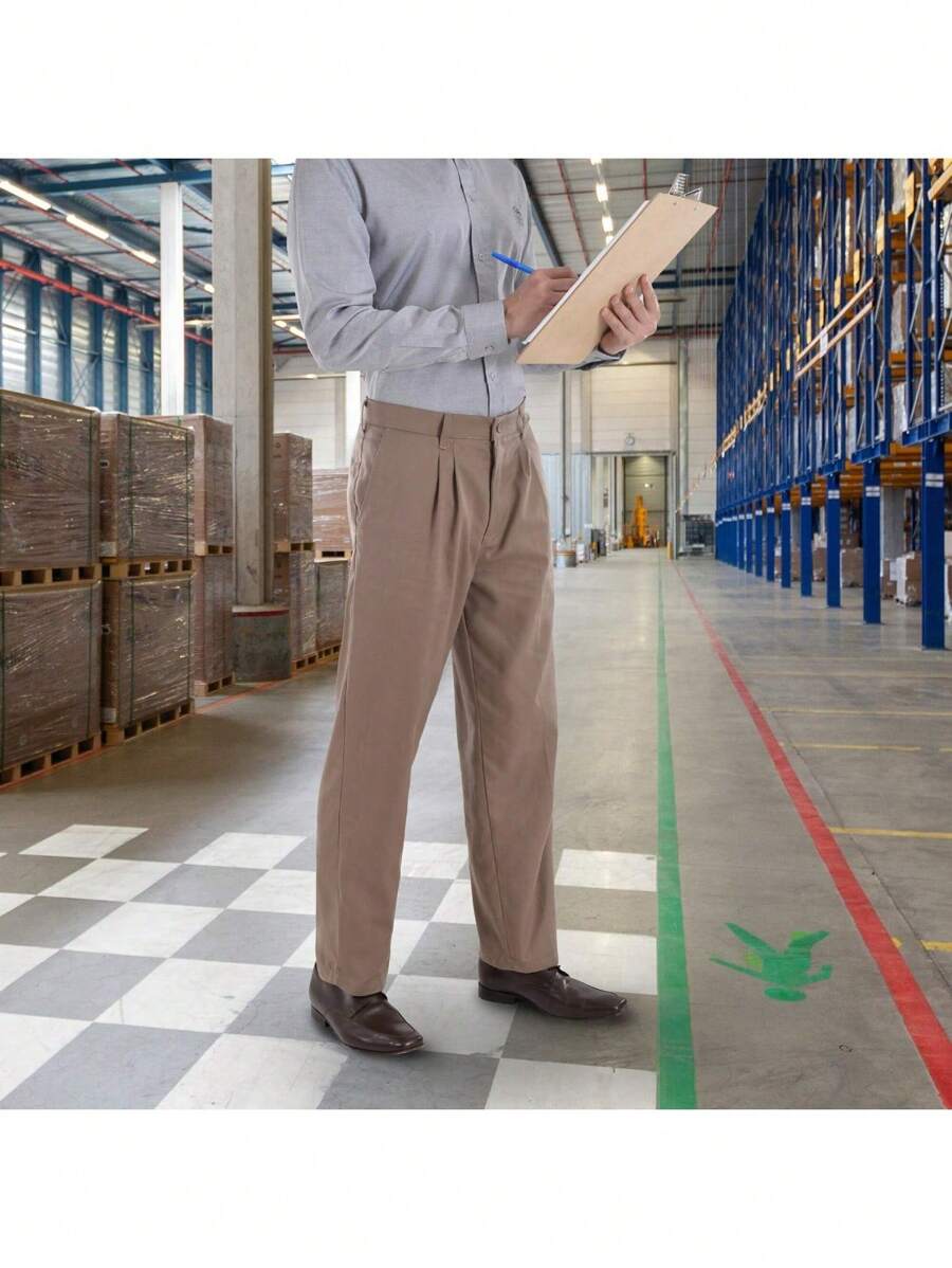 Pantalon De Vestir Casual con pinzas Hombre C/bolsas Gabardina Cabasllero - Caqui - Ver 1