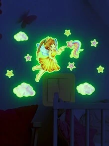 1 套夜光仙女月亮蝴蝶星星开关墙贴家居装饰、贴纸、墙贴花、家居装饰乙烯基贴花、春季装饰品让您的家焕然一新、Rama 装饰贴纸 E-I-D - 彩色 - 查看 15