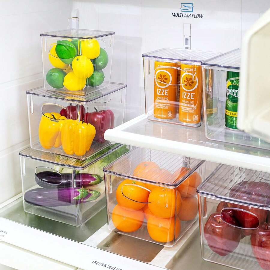 Sorbus 6 Piece Variety Pack Clear Acrylic Storage Bins With Handles And