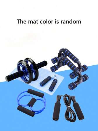 1pc Multi-Function Trainer Set Of 7 Pieces For Abdominal Exercise At Home, Including Small Indoor Ab Wheel Gym Accessories