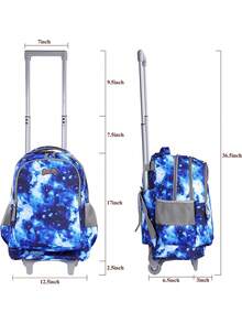 Seastig Rolling Backpack For Kids Wheeled Backpack 18in Double Handle Backpack With Wheels, Blue Starry Sky - Blue - View 5