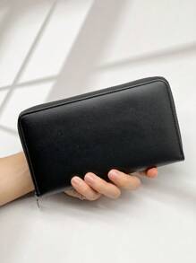 新款蜡皮长款拉链手拿包，容量大，休闲时尚，秋季圣诞节尖叫男士包钱包手提包男士拉链包时尚休闲感恩节旅行冬季钱包假日洗漱包复古多卡手拿包长款钱包轻便商务大容量男士礼物学生多功能户外便携度假趣味礼物单肩包流浪包卡包情人节，情人节 - 黑色 - 查看 2