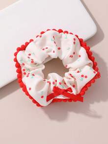 NAIZHU 1 pieza Adorable moño bicolor, coletero con estampado de flor de cerezo y oso de peluche - ZMH2477lanse - Ver 3