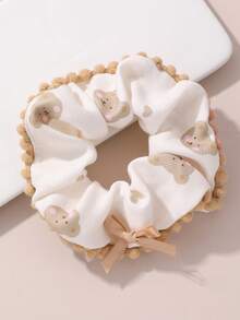 NAIZHU 1 pieza Adorable moño bicolor, coletero con estampado de flor de cerezo y oso de peluche - ZMH2477lanse - Ver 5