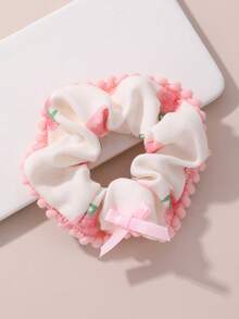 NAIZHU 1 pieza Adorable moño bicolor, coletero con estampado de flor de cerezo y oso de peluche - ZMH2477lanse - Ver 4