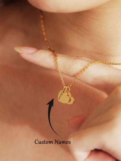 Anpassat hjärtformat namnhalsband, kan anpassas 1-3 namn för mamma, fru, personligt hängehalsband, smyckepresent till kvinnor, årsdag, alla hjärtans dag, guld vintage mode, unisex, minimalistisk, casual, gotisk, punk, anpassad, unik, idealisk present till henne, pojkvän, flickvän, pappa, mamma