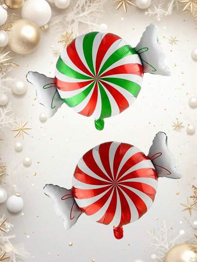 2pcs Red Green Christmas Candy Balloons Windmill Candy Balloon Christmas Decorations For Home 2025 Christmas Party Decorations,Christmas