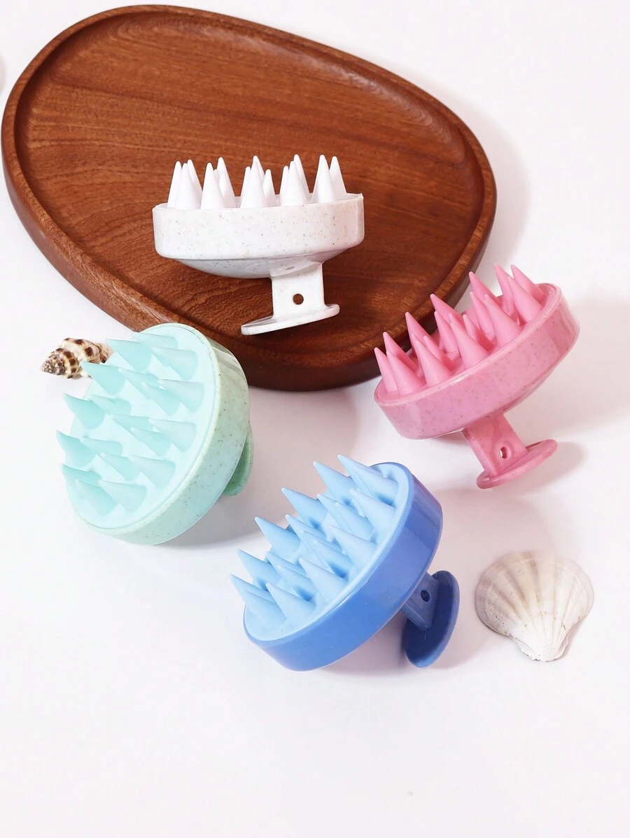 Brosse de shampooing pour massage du cuir chevelu, utilisation à sec et humide, soins manuels du cuir chevelu, grattoir doux en silicone utilisé pour enlever les pellicules et exfolier - Multicolore - Voir 1