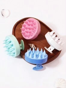 Brosse de shampooing pour massage du cuir chevelu, utilisation à sec et humide, soins manuels du cuir chevelu, grattoir doux en silicone utilisé pour enlever les pellicules et exfolier - Multicolore - Voir 7