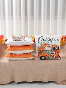 4 件套感恩节南瓜图案枕套靠垫套，装饰枕套适用于感恩节家庭聚会派对，秋季派对感恩节家庭房间装饰用品，不含枕芯，圣诞节 - 彩色 - 查看 6