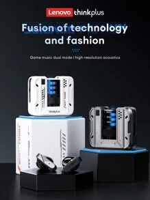 Lenovo Lenovo LP49 Bluetooth Earphones, Half-In-Ear Gaming & Music Dual Mode, 5.4 Smart Noise Cancellation, Long Lasting Battery, Ultra Cool Tech Design, Comfortable Fit For Smartphones & Laptops, Applicable For Huawei, Xiaomi