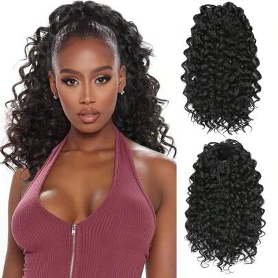 Ponytail Extension Drawstring Ponytail For Women 12/14/18/22 Inch Synthetic Long Afro Curly Fluffy Ponytail For Daily Use