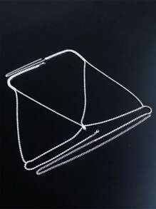 女士经典胸罩链，镶钻身体饰品，性感派对配饰 - 銀色 - 查看 2