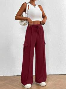 Pantaloni de trening casual, largi, cu talie cioplata de dama, toamna iarna