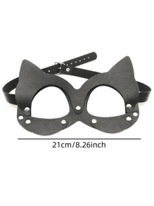 1pc Halloween Black PU Leather Cat Mask For Women, Masquerade Eye Mask Or Superhero Mask For Halloween Party Cosplay Costume,Suitable For Carnival Party,Christmas