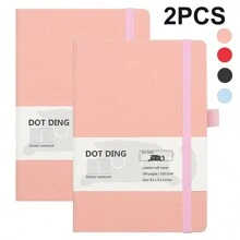 2 件 A5 点状笔记本，100GSM 厚纸皮革软封面计划器适用于学生文具办公学校用品返校季礼物送给朋友和学生 - 彩色 - 查看 16