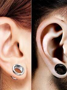 1Pair Simple Stainless Steel Ear Stretcher, 2mm4mm6mm8mm10mm Pulley Ear Expander, Unisex Ear Piercing Jewelry - Auricle - View 2