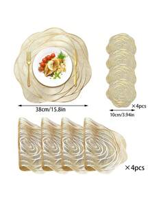 Bộ 2-8 miếng lót đĩa tròn bằng PVC đơn giản, có thể giặt được, dễ vệ sinh, lau sạch, chống trượt, chịu nhiệt, miếng lót bàn ăn, hoa hồng đáng yêu, miếng lót đĩa thanh lịch, bộ đồ ăn, miếng lót bàn bếp, đồ trang trí tiệc cưới ngày lễ - Nhiều màu - Xem 8