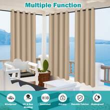 Topchances 2 Piezas Cortinas Exterior con Ojales, Protección UV Impermeable, Cortina Opaca, Cortinas Interiores y Exteriores para jardín, Patio, Pabellón - Amarillo claro - Ver 6