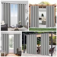 Topchances 2 Piezas Cortinas Exterior con Ojales, Protección UV Impermeable, Cortina Opaca, Cortinas Interiores y Exteriores para jardín, Patio, Pabellón - Gris Claro - Ver 8