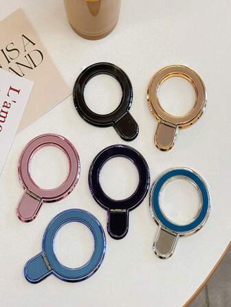 1PC Electroplated Metal Cell Phone Finger Ring Holder, Wireless Charging Slouchy Desktop Cell Phone Holder For All Cell Phones