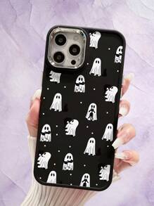 Halloween Ghosts & Cats Pattern Liquid Silicone Mobile Phone Case Full-Body Protection Shockproof Anti-Fall TPU Soft Rubber Case  Compatible With IPhone - Multicolor - View 2