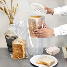 1 件大容量面包储物盒，三明治储物盒，吐司保鲜盒，保鲜，有序存储，带盖防漏多用途食品储物盒，可重复使用的便携式食品密封容器，用于谷物、吐司、面包、水果、厨房整理和储存、厨房配件 - 彩色 - 查看 6