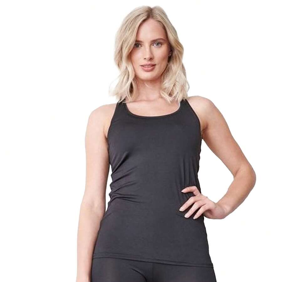 Tombo Womens/Ladies Racerback Vest Top (Black) - 黑色 - 查看 1