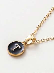 1 Stück Modische Halskette Mit Buchstaben-anhänger, Personalisierte Buchstaben-halskette Für Frauen Und Mädchen, Goldfarben, Geschenk-accessoires