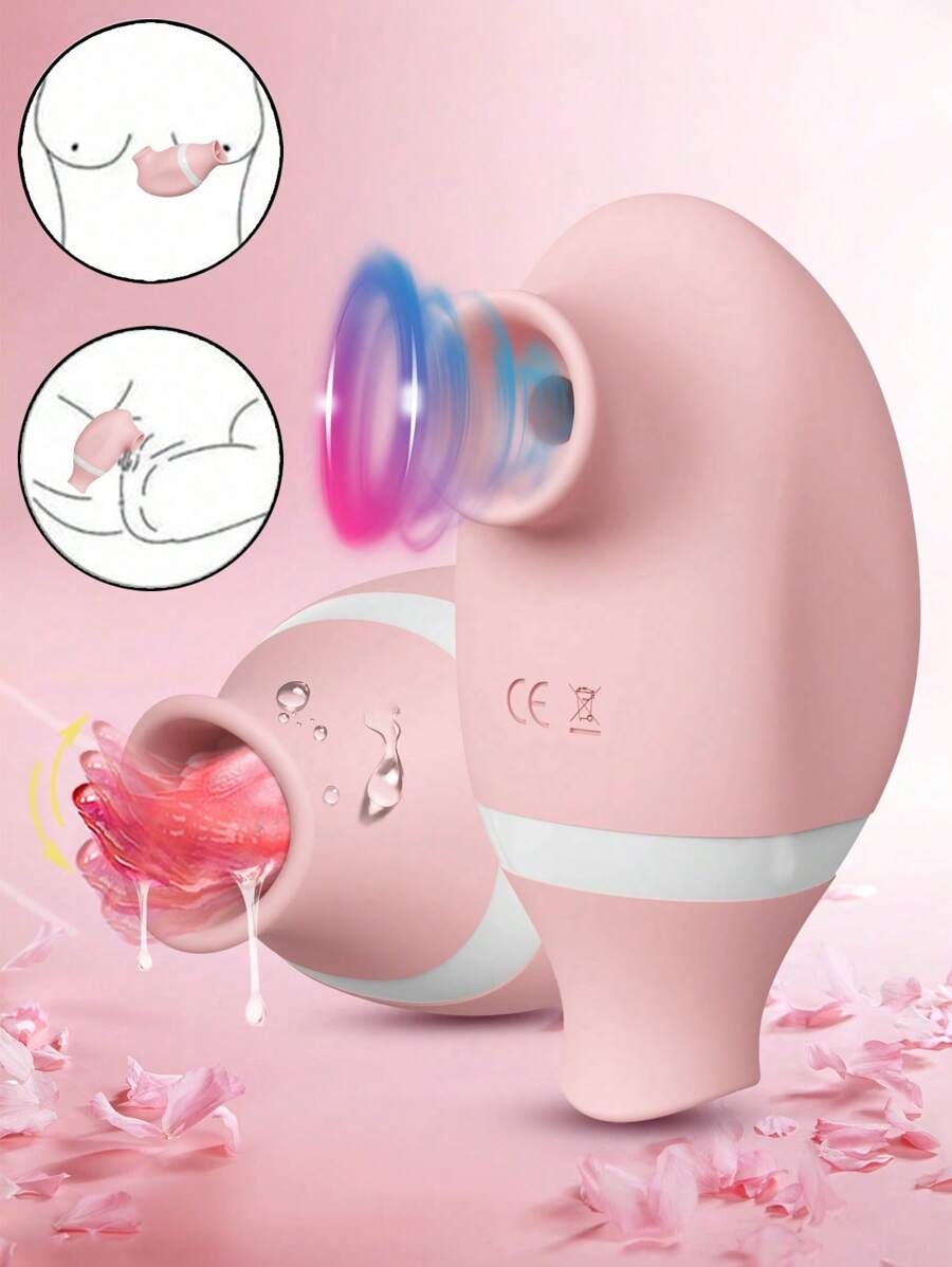 Juguete sexual vibrador con succión, vibrador para mujer 2 en 1 con lengua lamedor y estimulador de pezones con succión, 10 modos