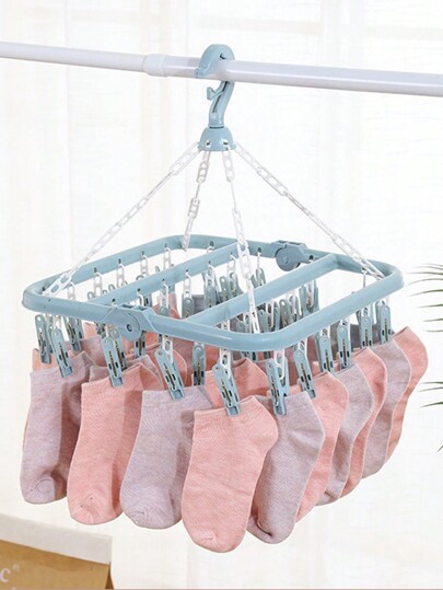 32 piezas Pinzas antiviento para tendedero, pinzas para calcetines, sujetadores, sombreros, secadora de ropa multiclip, pinzas de plástico multifuncionales para la ropa