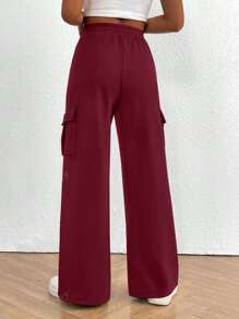 Pantaloni de trening casual, largi, cu talie cioplata de dama, toamna iarna