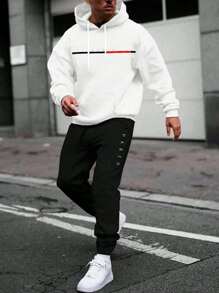 Paris Cold Weather Blouse Kit, Kangaroo Sports Jacket With Pocket, Classic Hooded Sweatshirt + Paris Pants, Men's And Women's Coat, Fashion - 白色 - 查看 1
