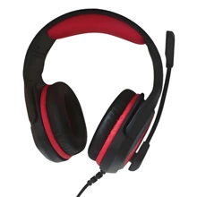 COLUSI Casque de jeu filaire avec jack 3,5 mm, bandeau réglable, microphone antibruit, sourdine sur un clic, microphone omnidirectionnel, coussins d'oreille auto-ajustables, son surround basse, pour /Manette - Rouge - Voir 1
