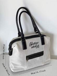 女士简约大容量通勤手提包，2024新款休闲百搭帆布单肩斜挎包