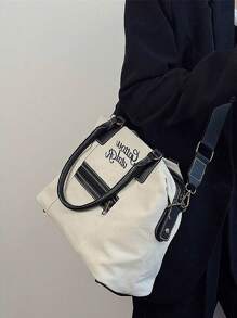 女士简约大容量通勤手提包，2024新款休闲百搭帆布单肩斜挎包