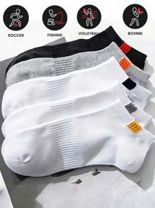 Sports Outdoor 5pairs Solid Color Breathable Sports Socks, Comfortable For Spring And Summer