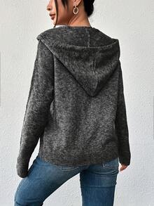 Cárdigan de mujer de un solo pecho, de unicolor, con botones y cordón, de manga larga y peso ligero, adecuado para uso en la oficina y casual de otoño - gris gramo - Ver 6