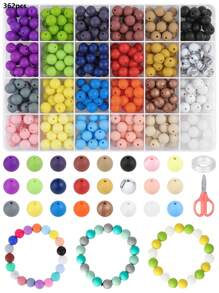 50قطعة من حبات السيليكون ذات الطباعة الملونة مناسبة لأشغال المجوهرات اليدوية، سلسلة المفاتيح الإبداعية، أساور، وأشغال قلائد