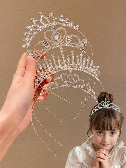 4pcs Girls Crown Headbands, Beauty Pageant, Stage Performance, Wedding Hair Accessories
