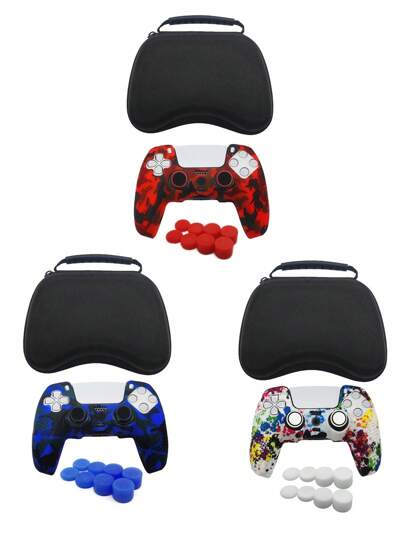 1 Conjunto: 1 Peça Capa Protetora com Transferência de Água para Controle do PlayStation5 + 1 Peça Bolsa de Armazenamento de Controle + 10 Peças Capa para Joystick, Proteção Abrangente Contra Queda, Deslizamento, Poeira, Suor, Arranhões, Melhorando a Experiência e o Aperto no Jogo