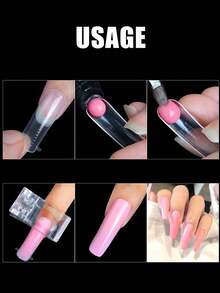 120 件豹纹透明指甲延长模具双形棺材方形细高跟全覆盖人造指甲修甲工具带刻度适用于 DIY 沙龙指甲延长延长指甲用品 - 無色 - 查看 12