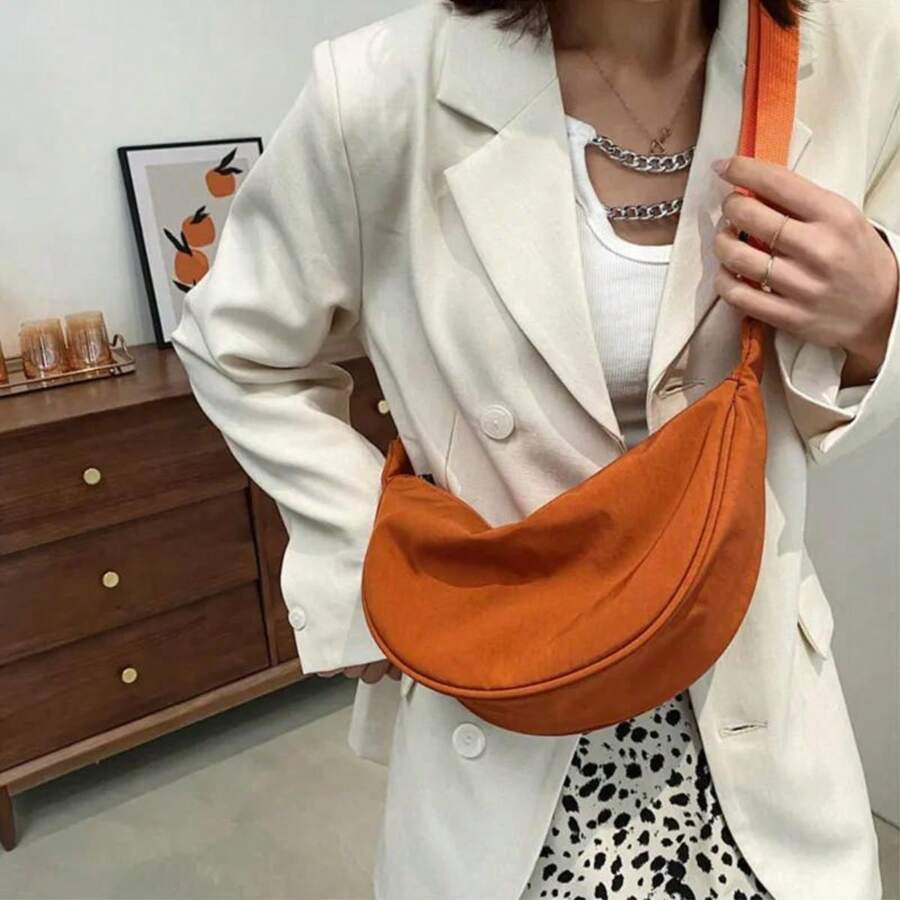 Small Crossbody Bag For Women, Mini Crossbody Bag With Adjustable Strap And Zipper, Lightweight Crescent Bag - 橘色 - 查看 1