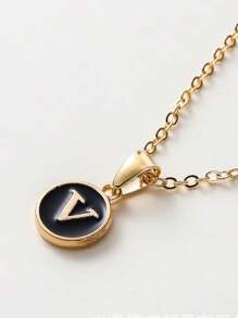 1 Stück Modische Halskette Mit Buchstaben-anhänger, Personalisierte Buchstaben-halskette Für Frauen Und Mädchen, Goldfarben, Geschenk-accessoires