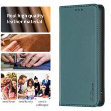 Compatible con iPhone/Honor/NO KIA/MOTO/Haz clic en este enlace para seleccionar el modelo deseado. Funda para teléfono móvil Dispositivo (RFID)+PU - Verde - Ver 11