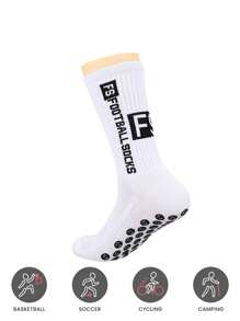 1 คู่ ถุงเท้าฟุตบอลกันลื่นสำหรับผู้ชาย พื้นปุ่ม FS เจล, ความยาวระดับข้อเท้า กีฬา กิจกรรมกลางแจ้ง - สีขาว - ดู 1