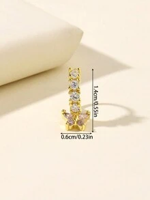 1件装立方氧化锆粉色蝴蝶鼻环，铜质人体穿刺饰品，男女皆宜 - 金色 - 查看 4