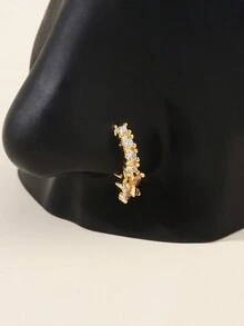 1件装立方氧化锆粉色蝴蝶鼻环，铜质人体穿刺饰品，男女皆宜 - 金色 - 查看 1