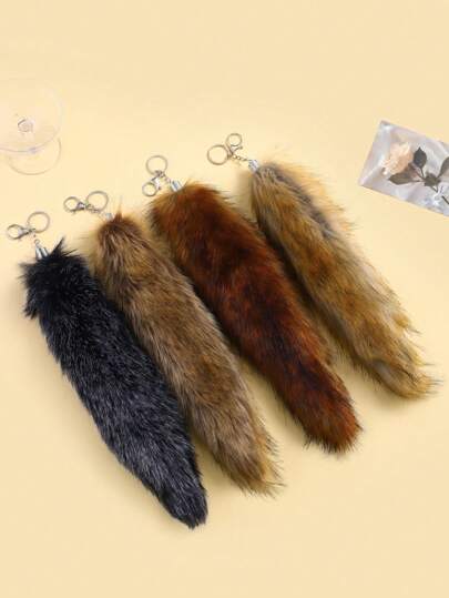 1pc Fashionable Fluffy Fox Tail Bag Charm Multicolor Fuzzy Fluffy Tail Bag Accessory Suitable For Handbag Wallet Perfect Gift Idea For Friends Holiday Creative Present Wolf Tail Small Gifts Raccoon Tail Gifts For Her