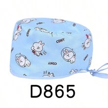 1 pieza Gorra ajustable y lavable de poliéster con estampado de animal de dibujos animados, unisex, para todas las estaciones - Blanco - Ver 24